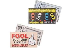 60PCS Funny Prank Bad Parking Cards with 2 Styles,You Park Like an Asshole Cards Fake $100 Money Prank Stuff for Bad Drivers,