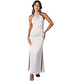 Petal & Pup Womens Mila Halterneck Maxi Dress