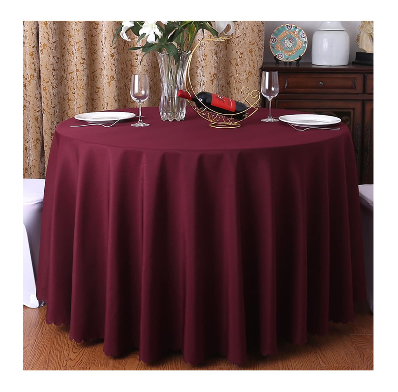CIEEIN CIEHT Polyester Tablecloths Table cloth Tablecover Table Covers Round Hotels Restaurants Wedding Party Washable Simple Wine Red 240cm