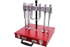 URREA 10-Ton Straight Jaw Puller Set - 12-Piece Mechanical Gear Puller with interchangeable Jaws & Metal Box - 4234B