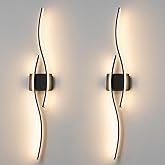 Daunton Hardwired Modern Wall Sconce set of Two with Remote Control, Dimmable LED Wall Sconces Lighting set of 2, Big Size Bl