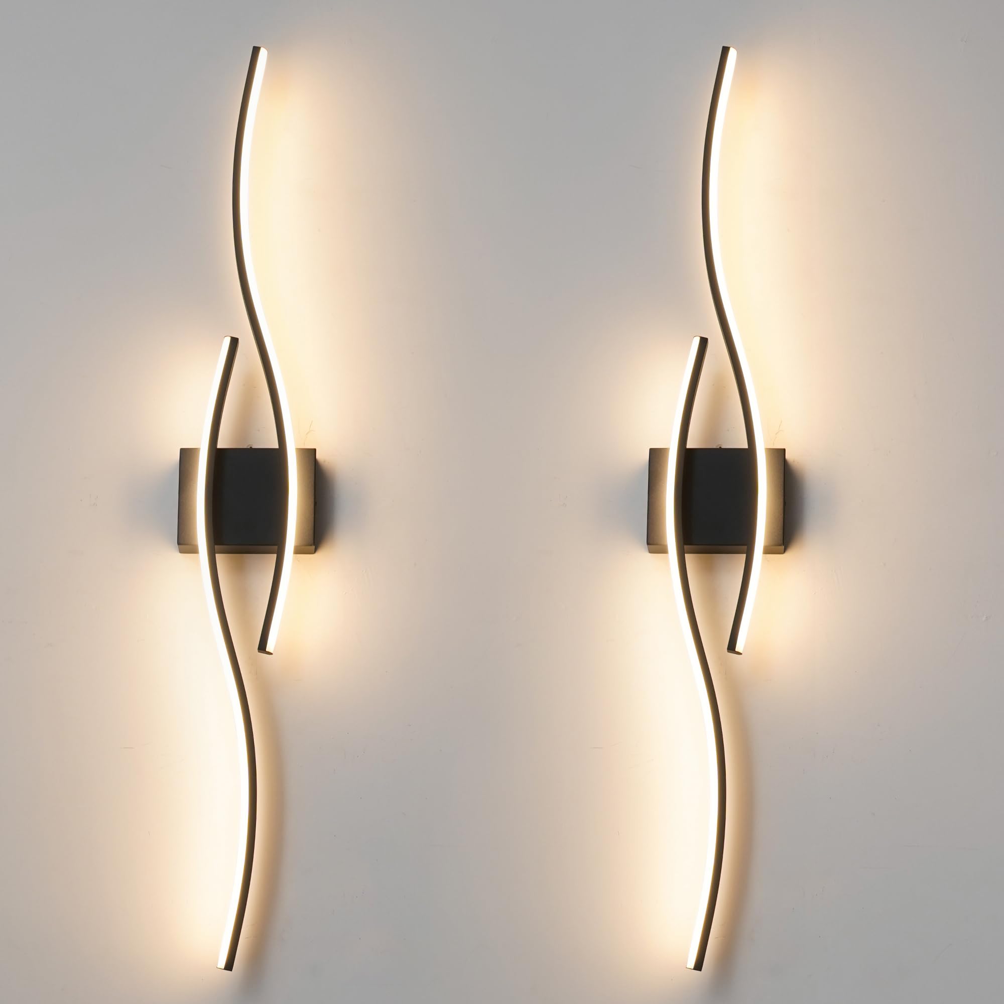 Photo 1 of Daunton Hardwired Modern Wall Sconce set of Two with Remote Control, Dimmable LED Wall Sconces Lighting set of 2, Big Size Black Wall Light, LED Wall Lamp for Bedroom Living Room Bathroom 40.5" Length