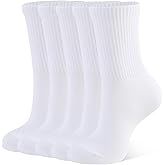 CLOSEMATE Womens Calf Crew Socks Comfortable Soft Cotton and Lightweight 5 Pairs