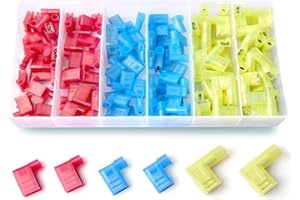 Right Angle Fork Connector Terminal, Female Crimp Wire Terminal for Electrical Applications, 22-16 to 12-10 AWG, Flag Shaped 