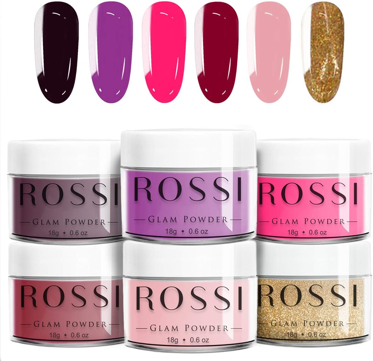 ROSSI Nails Dipping Powder Nails Kit 6 Color | 0.6 oz/jar | Easy to Apply | Dip Powder Kit, No UV Lamp, Nail Art Manicure… (Free & Wild Spirit)