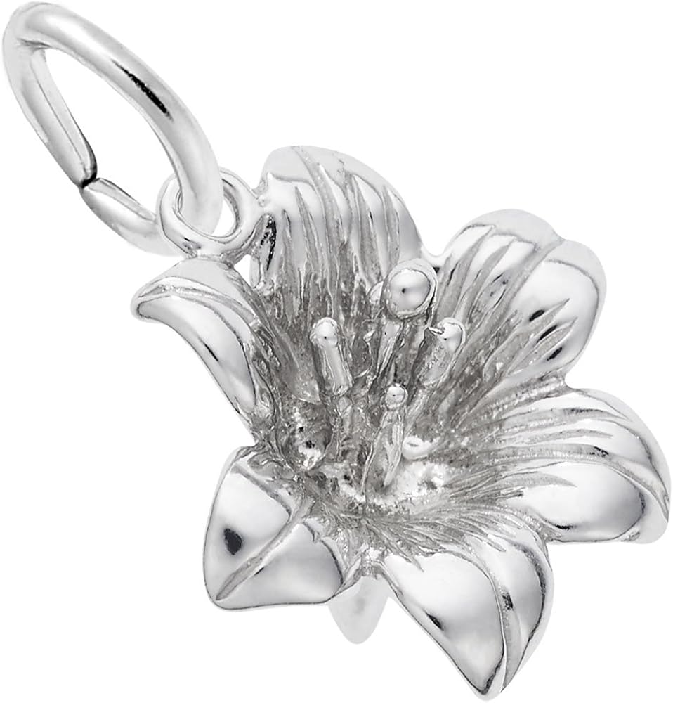 Lily Charm in Sterling Silver, Charms for Bracelets and