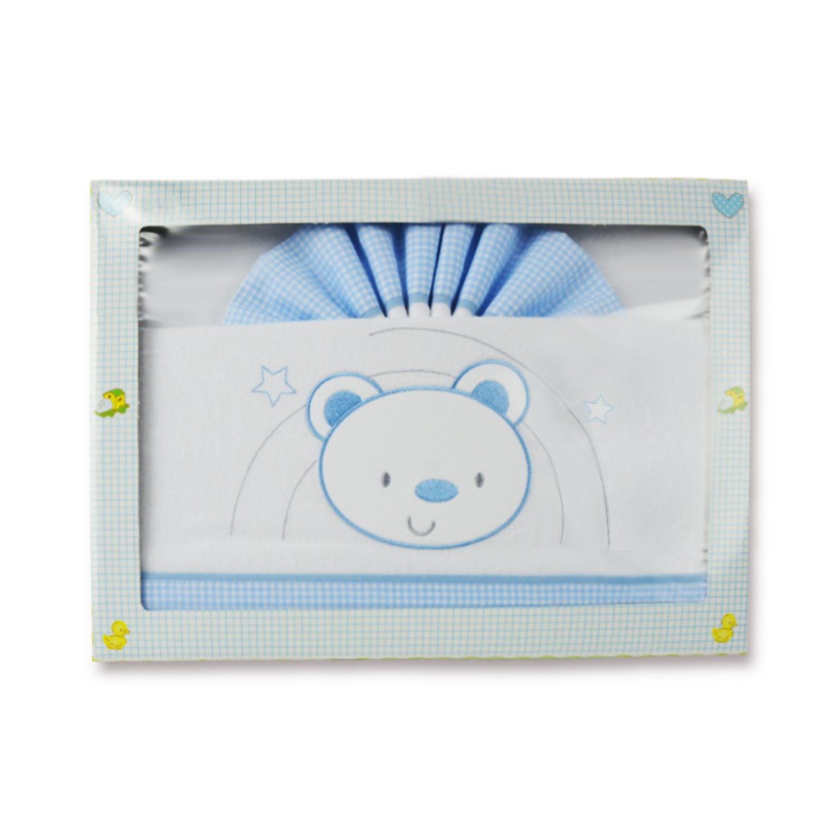 Pekitas 3-Piece Baby Flannel Cot Bedding Set for 60 x 120 cm Mattress, 100% Cotton, Made in Portugal Blue-White