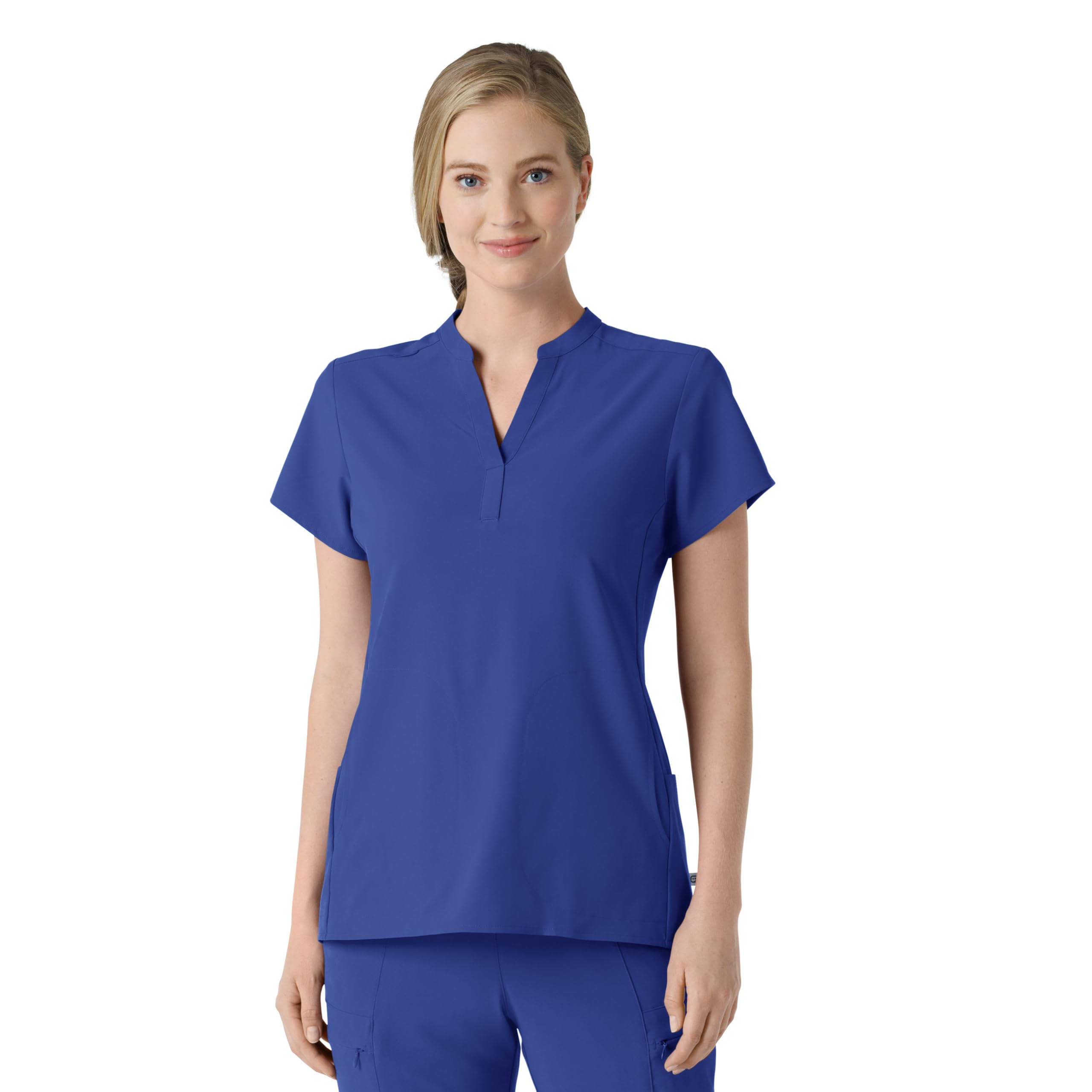 Wink Renew Women’s Mandarin Collar Scrub Top, Galaxy Blue, M