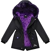 Podgina Girl Winter Coats Heavyweight Hooded Puffer Jacket Kid Parka Fleece Snow Outwear