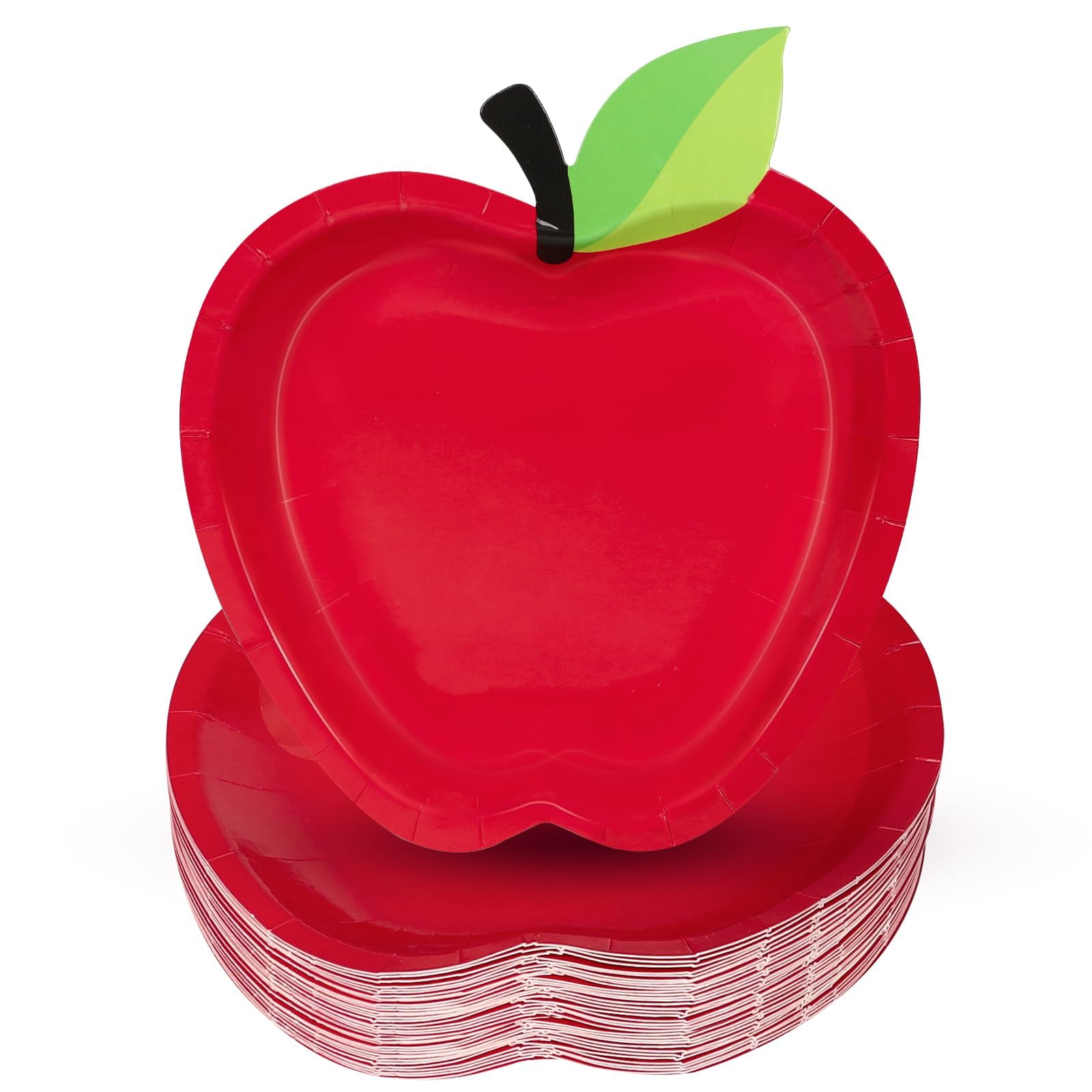 Photo 1 of 50 Pieces Back to School Red Apples Paper Plates First Day of School Party Decorations Cute Fruit Theme Party Disposable Tableware for Kindergarten Preschool Table Favor