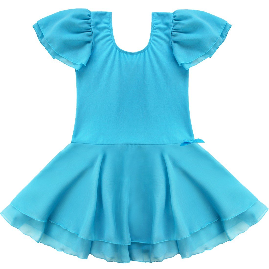 TiaoBug Girls Sheer Ruffle Ballet Dance Dress Tutu OnePiece Gymnastics