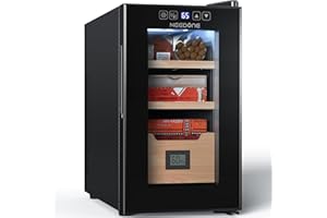 NEEDONE Cigar Humidor 26L with Heating & Cooling Control, Quiet Thermostatic Electric Cooler Cabinet for 200 Counts with Spanish Cedar Wood Shelves & Drawer with Hygrometer, Gift for Men