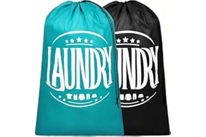 CJWLKJ 2-Pack XL Travel Laundry Bag, Machine Washable Dirty Clothes Organizer with Drawstring, Large Enough to Hold 4 Loads o