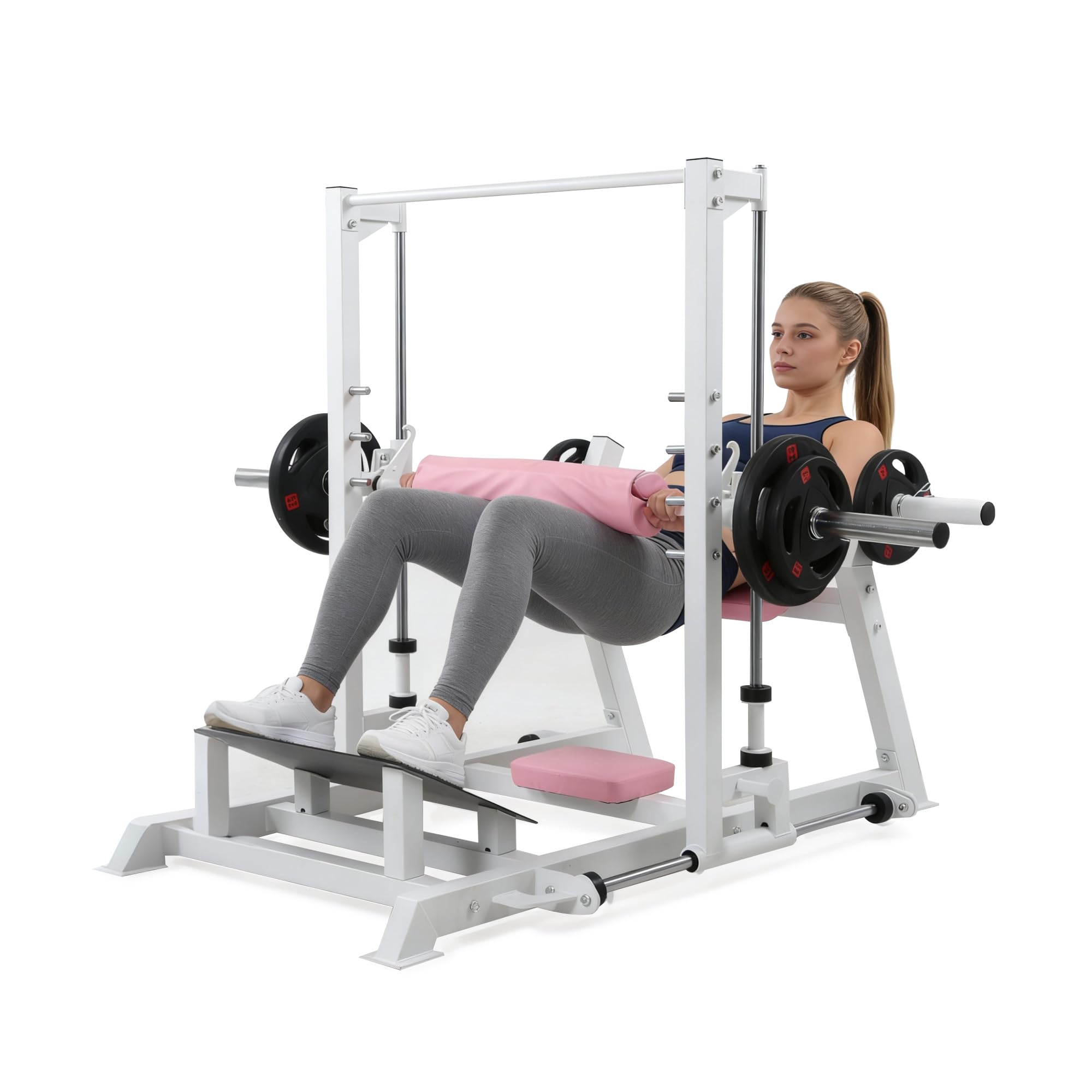 Photo 1 of (SOLD AS PARTS) GarveeLife Hip Thrust Machine 770 LBS, Heavy Duty Plate Loaded Booty Builder with Band Peg & Weight Holder, Butt Workout Equipment for Glute Building, Glute Machine Home Gym, Hip Thruster, Pink
