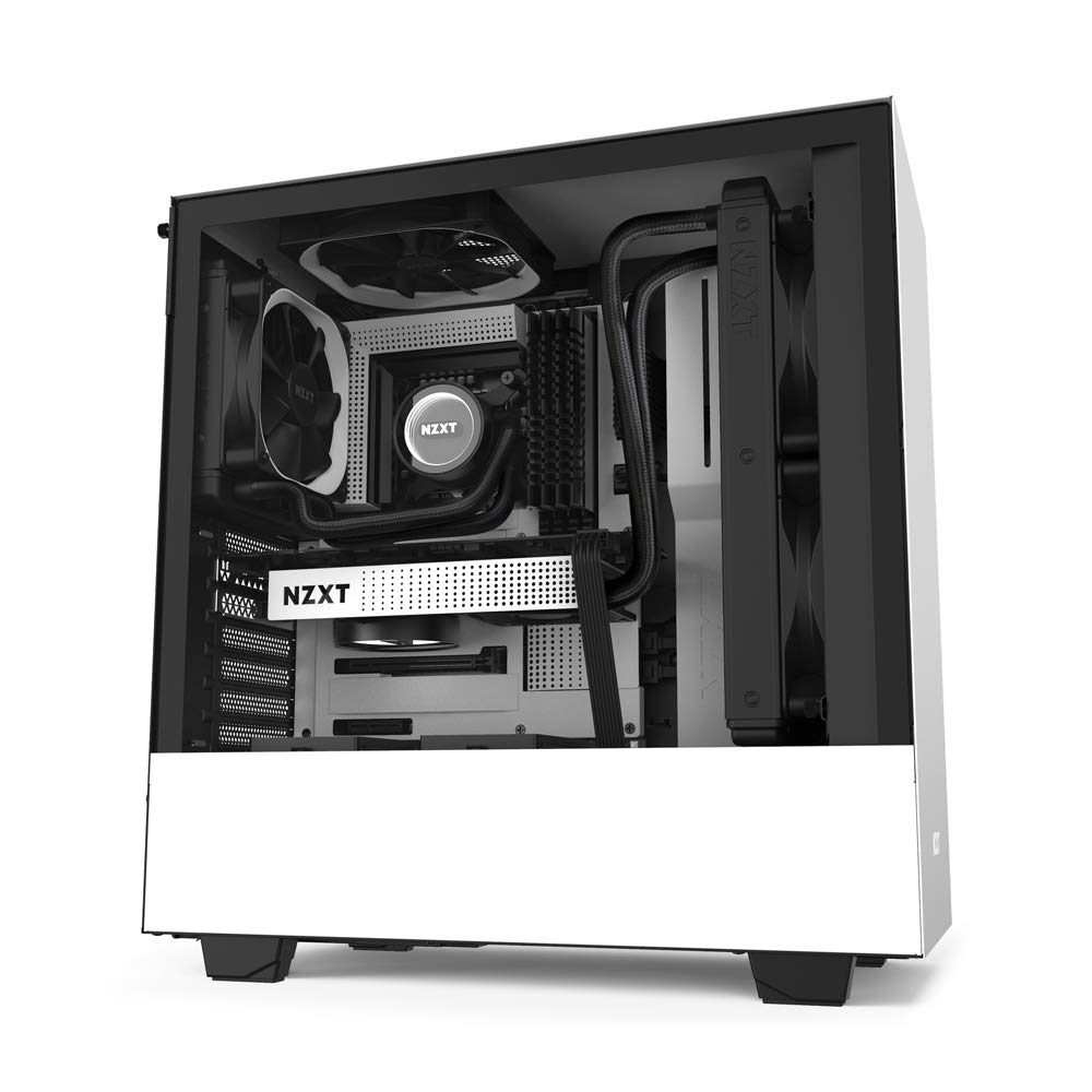 NZXT H510 - CA-H510B-W1 - Compact ATX Mid-Tower PC Gaming Case - Front I/O USB Type-C Port - Tempered Glass Side Panel - Cable Management System - Water-Cooling Ready - White/Black