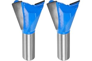 HARFINGTON 2pcs Dovetail Router Bit 1-1/4" Diameter 1/2" Shank Tungsten Carbide 14 Degree Dovetail Joint Drill Bit for Box Dr