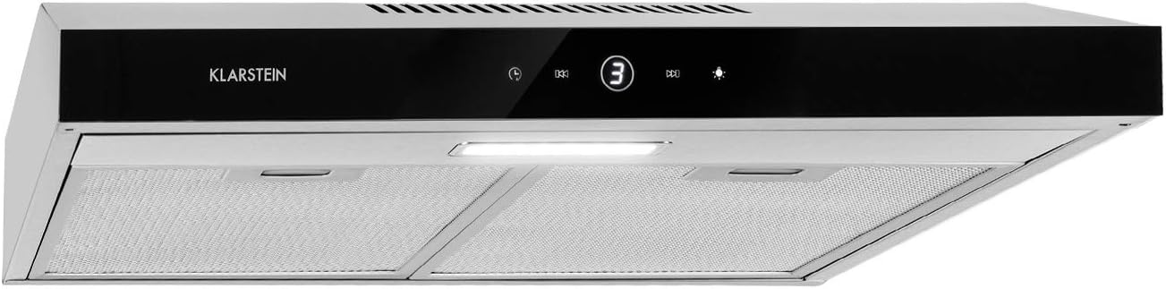 Klarstein Contempo Neo - Unterbauhaube, Dunstabzugshaube, Abluft/Umluft, Breite: 60 cm, max. Abluftleistung: 175 m³/h, SenseControl: integrierte Touch-Steuerung, silber