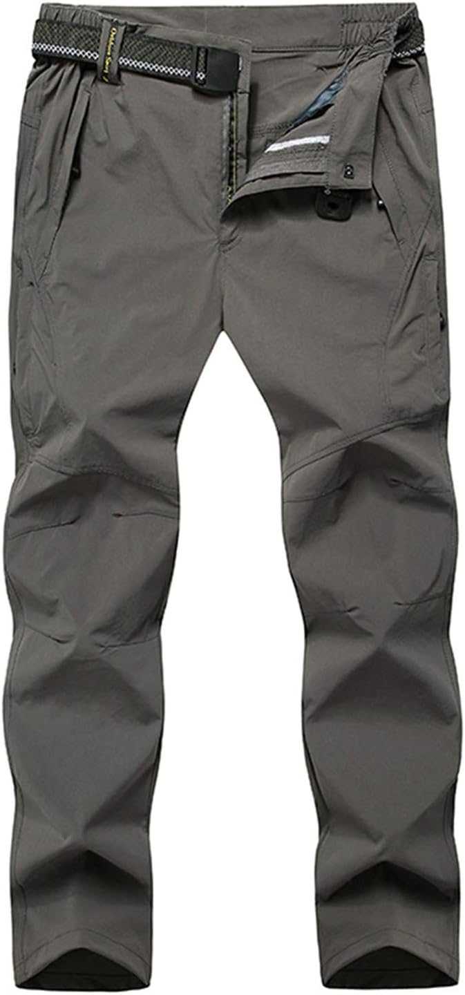 YIRUIYA Mens Outdoor Trousers Quick Dry Breathable Lightweight Hiking Climbing Pants with Belt