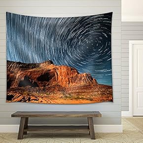 Starry Night Sky Above The Mountain in The Wild West - Fabric Wall Tapestry Home Decor - 51x60 inches
