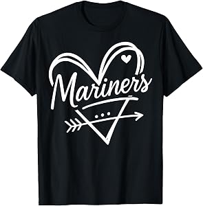 Retro Mariners Heart Arrow Fan Pride Gift for Men Women Kids T-Shirt