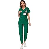 COZYFIT Scrubs for Women Set - Stretch V-Neck Scrub Top & Jogger Pant with 8 Pockets COZY SCRUBS