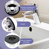 Bansusu 2Pcs Black Overflow Ring Sink Cover Round Bath Kitchen view 3