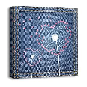 Canvas Wall Art Beautiful Jeans Fabric Feature Painting Artwork for Home Prints Framed - 12x12 inches