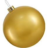 Inflatable Christmas Ornaments,18" 25" Christmas Oversized Ornament,Christmas Ball Decorations Indoor Outdoor, Use as Festive Yard Decoration (Gold, 18")