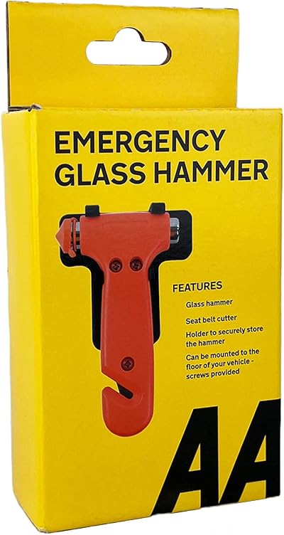 AA Emergency Car Window Hammer with Seatbelt Cutter Red AA6240 Mounting Bracket