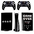 BelugaDesign Game Over PS5 Skin | Retro Arcade Vinyl Cover Wrap Sticker Full Set Console Controller for Boys Men | Compatible with Sony PlayStation 5 (PS5 Regular Disc, Black Gray)