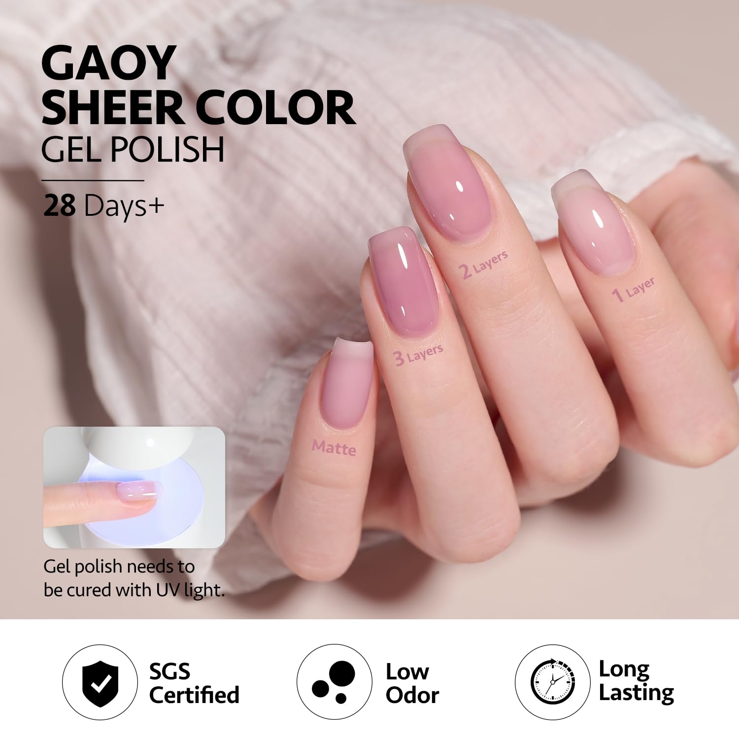GAOY Jelly Purple Gel Nail Polish Set, 6 Transparent Colors White Pink, Soak Off UV Light Cure Gel Polish for Salon and Nail Art DIY at Home, Purple Grape - Image 5