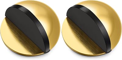 Hotop Self-Adhesive Floor Door Stop Oval Stainless Steel 2 Pcs Gold