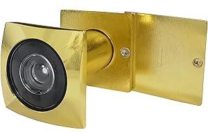 JUNXAVE Door Viewer Peephole, Solid Brass 220-degree Door Viewer with Heavy Duty Rotating Privacy Cover for 1-3/8" to 2-1/6" Doors for Home Office Hotel (Square-Chrome Gold)