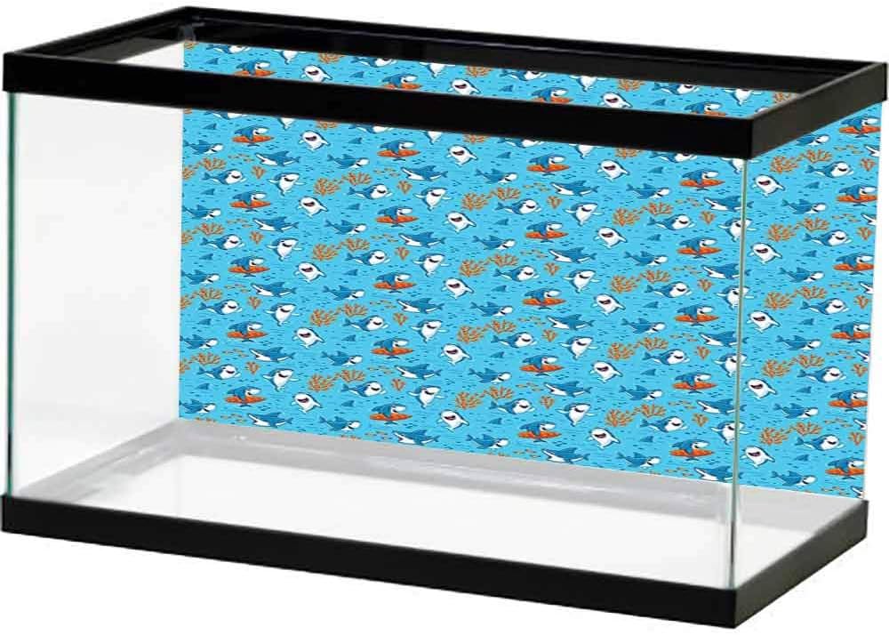 homecoco Underwater World Backdrop Shark,Kids Nursery Pattern with Colorful Cartoon Silhouettes of Marine Wildlife Creatures,Multicolor Photography Background