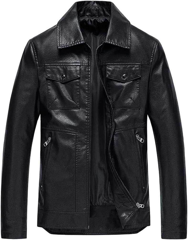 MIUCAT😸 Mens Thermal Leather Coat Jacket Slim Fit Button Autumn Winter Casual Fashion Tops Outwear