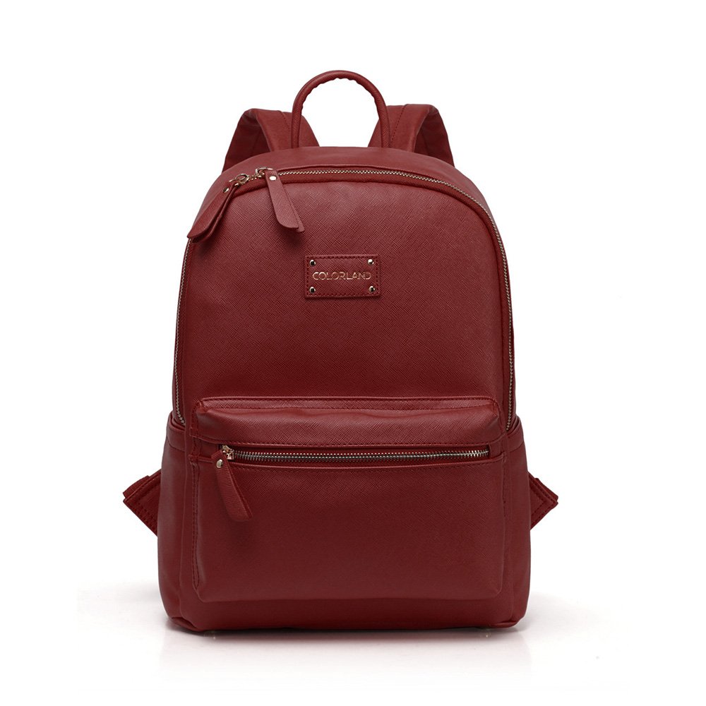 COLORLAND CLD-BP123-A Ariana Faux Leather Backpack Changing Bag Red