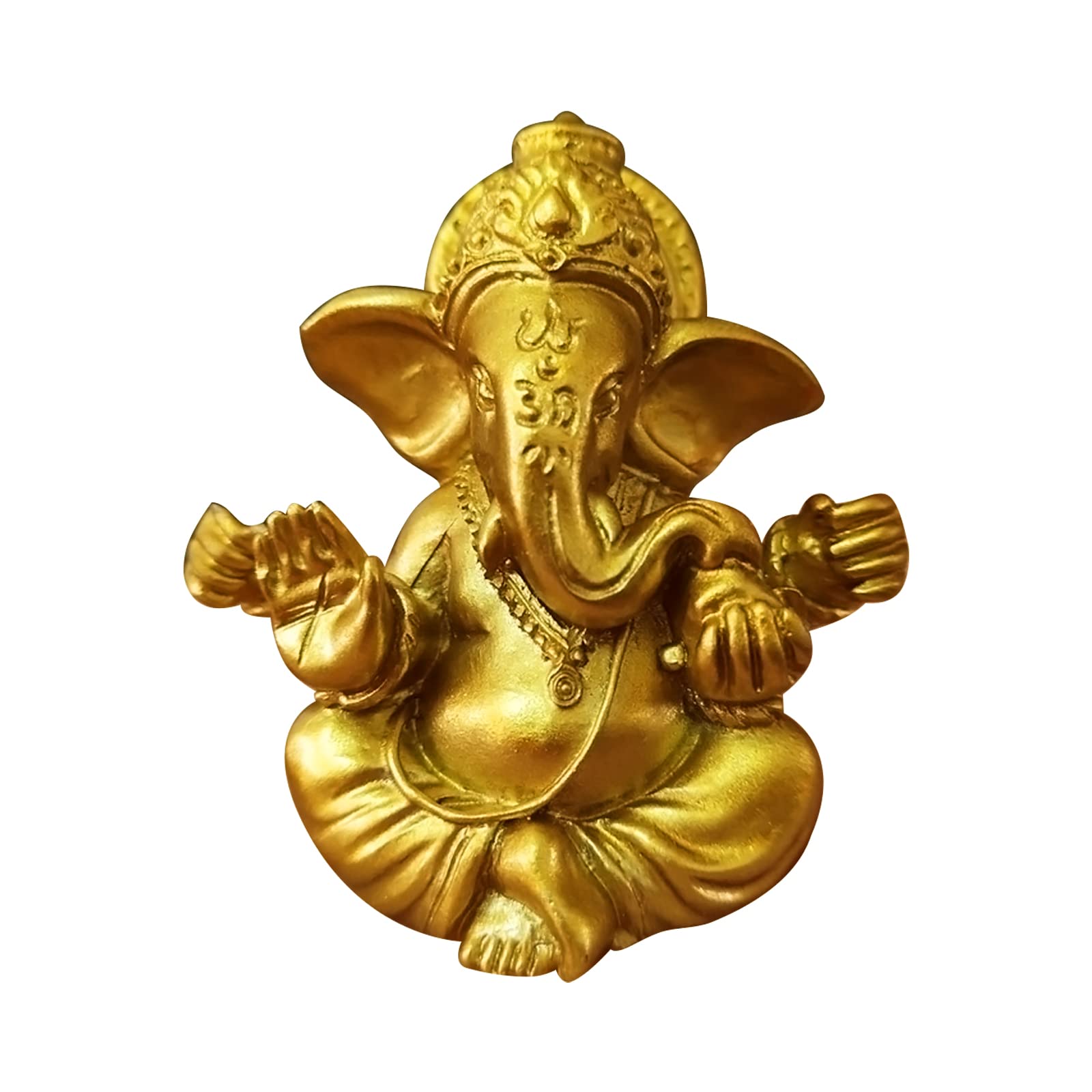 OTKARXUS Hindu Gold Lord Ganesha Statues,1PC Mini Indian Elephant God Statue Resin Sculpture,Ganesh Figurine Handmade Elephant Ornaments Decoration for Home Office Car (Gold)