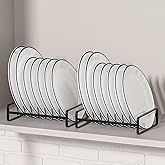 2 Pack Plate Holders Organizers 8 Slots Upright Cabinet Dish Drying Racks Metal Plate Stands (for 6In. 10In. Plates) Dish Org