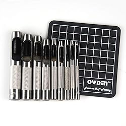 OWDEN 9 Pieces Hollow Punch Set (1/8"-1/2") with A
