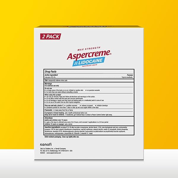 ASPERCREME ODOR FREE MAX STRENGTH LIDOCAINE PAIN RELIEF LIQUID WITH ROLL-ON NO MESS APPLICATOR, 2.5 OZ.