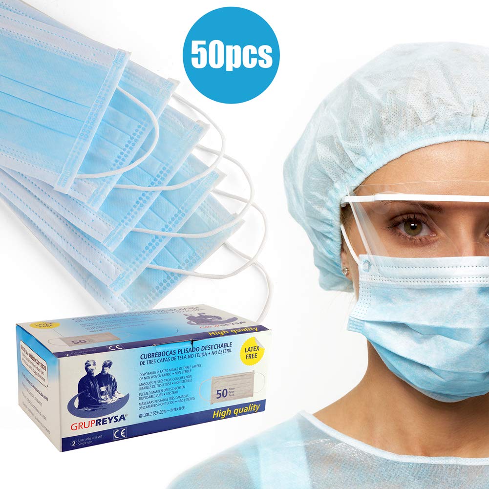 50-Pcs Disposable Face Masks with Earloop, 3-Layer Filtration for $47. ...