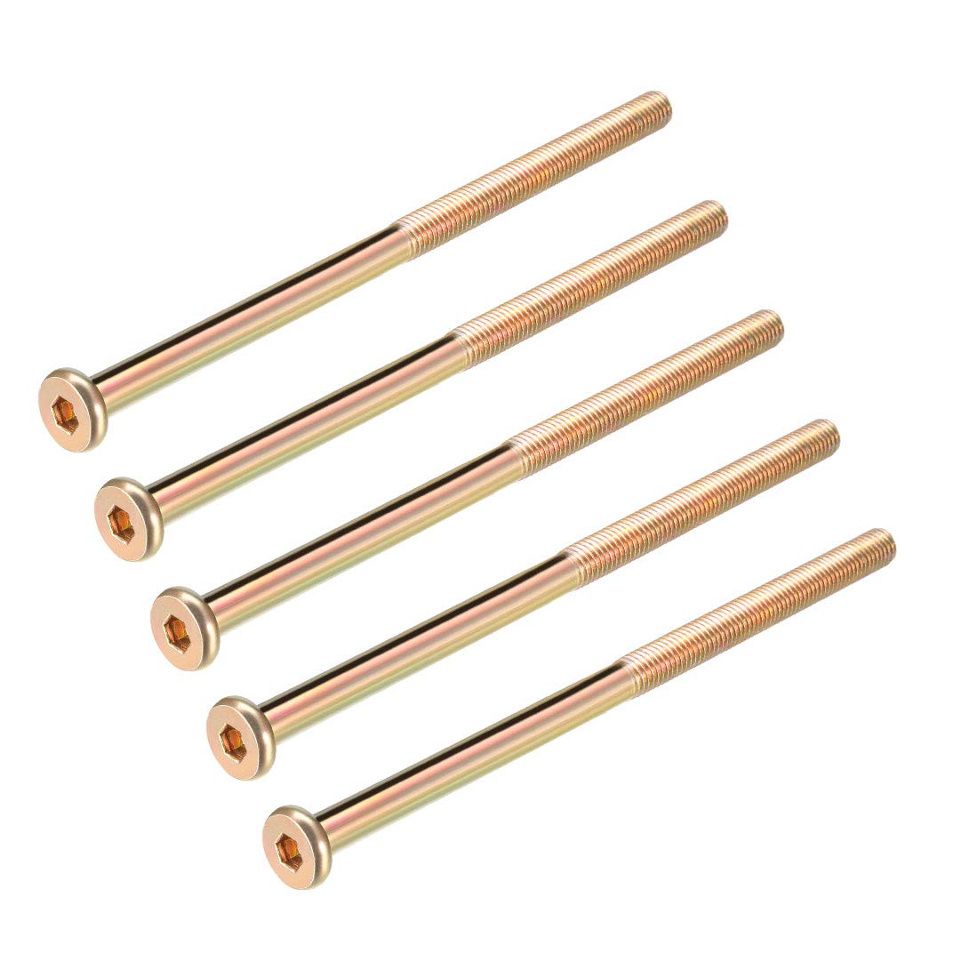 sourcing map M8x150mm Furniture Screw Hex Socket Machine Screws Zinc Plated Fasteners Bolts Half Thread Carbon Steel 5Pcs