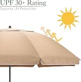 CHRISTOW Portable Beach Parasol Tilting 2m UV 50+ Taupe view 4