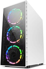 CiT Raider PC Gaming Case ATX Mid-Tower White 6 Halo Spectrum RGB Fans Tempered view 3