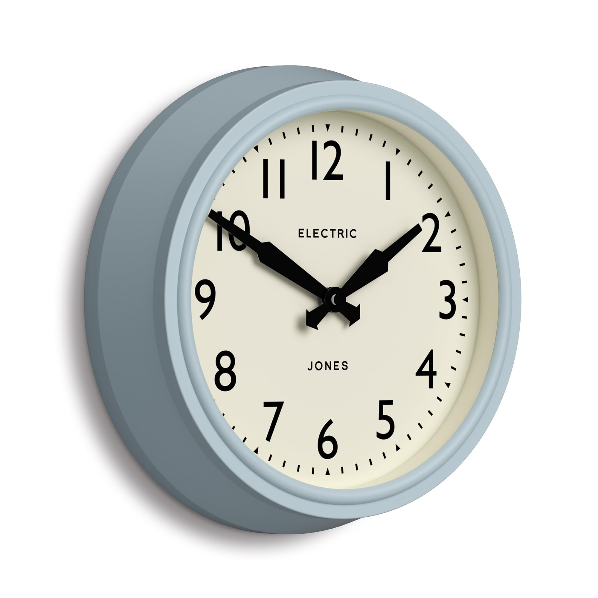 Jones Clocks® Telecom wall clock | Round vintage retro clock | 27cm | Pale blue | Modern take on a vintage classic for kitchen, living room or office