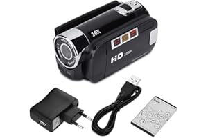 Socobeta Camcorder Video Camera Vintage Full HD Camcorder Vintage Video Camera for Business Travel (Black, European regulations)