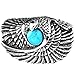 Men's Vintage Gothic Tribal Biker Large Eagle with Turquoise Stainless Steel Ring Band Silver Black Blue Size 11