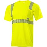 JORESTECH Safety Shirt High Visibility Reflective Heat Transfer Short Sleeve with Front Pocket ANSI Class 2 Type R