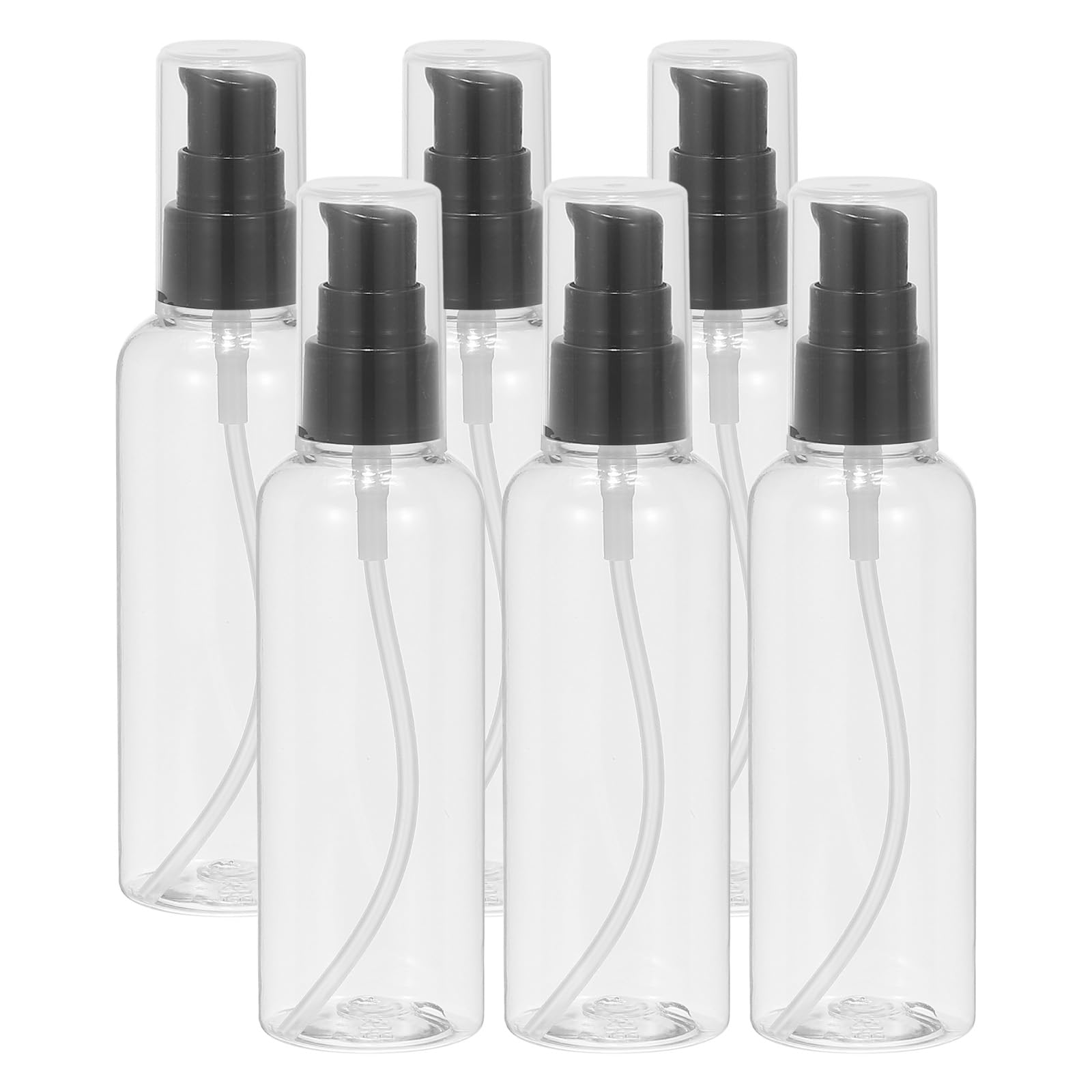 PATIKIL Travel Pump Bottles, 6 Pcs 3.4Oz(100ml) Leak Proof Refillable Empty Dispenser Container Squeeze Bottle with Pump for Shampoo Toiletries Lotion Cream, Clear