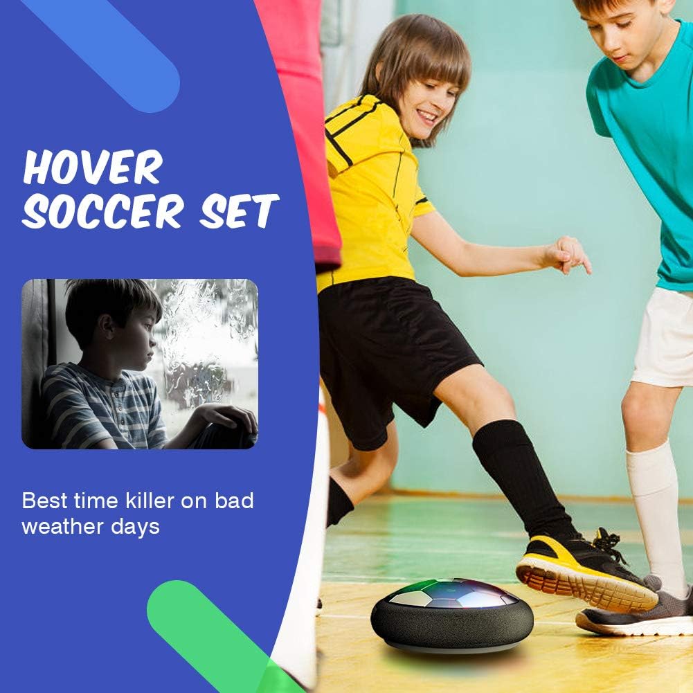 WisToyz Hover Soccer Ball Set 2020 Version, Rechargeable Air Soccer No Battery Needed, 2 Upgraded Goals, LED Light, Extra Soccer Ball, Hover Soccer to Hone Soccer Skills Indoor, Gift for Toddlers Kids: Toys & Games